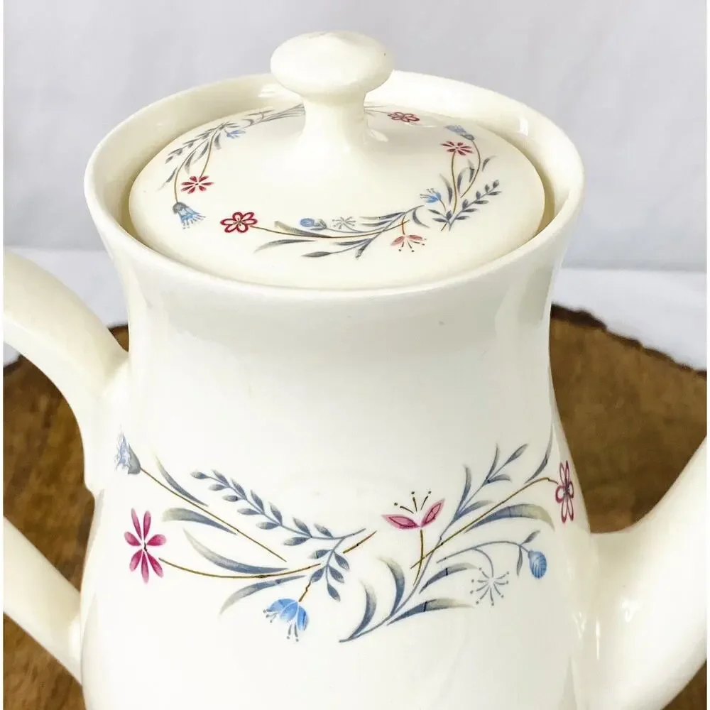 Vintage Chalet Coffee Pot Floral Ceramic Japan Oven Detergent Proof